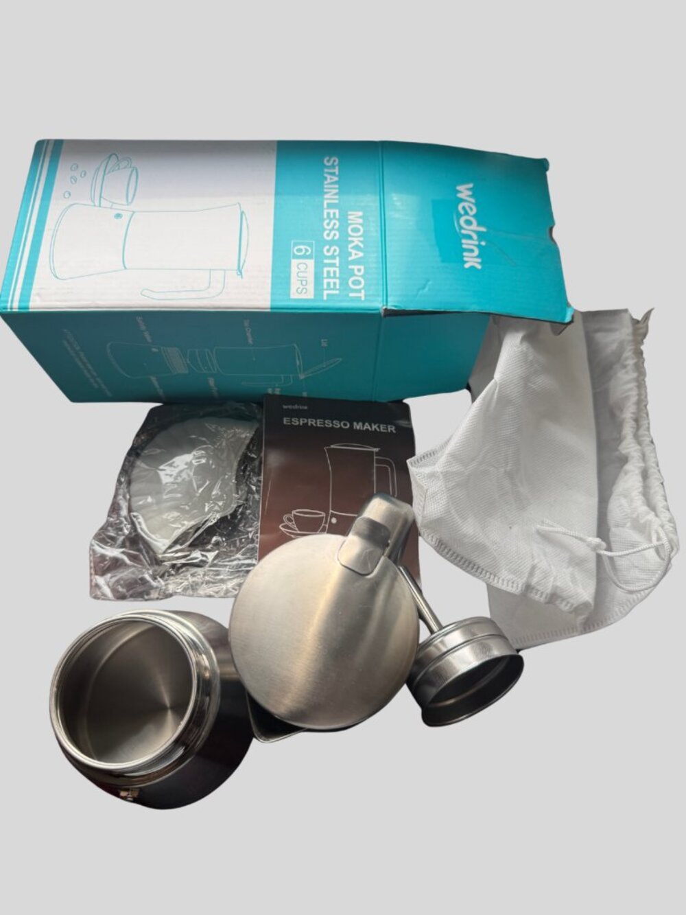 Stovetop Espresso Coffee Maker 6 Espresso Cups Stainless Steel Moka Pot Wedrink - Picture 5 of 6